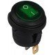 KCD1-5-101NW GR/B 220V Перемикач 1 клав.круглий вологозах. зелений з підсвічуванням
