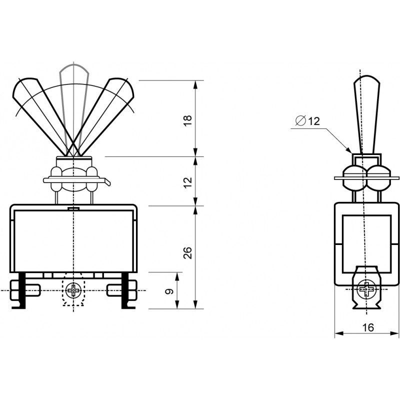 Тумблер 3Пол*3 кон. 1122