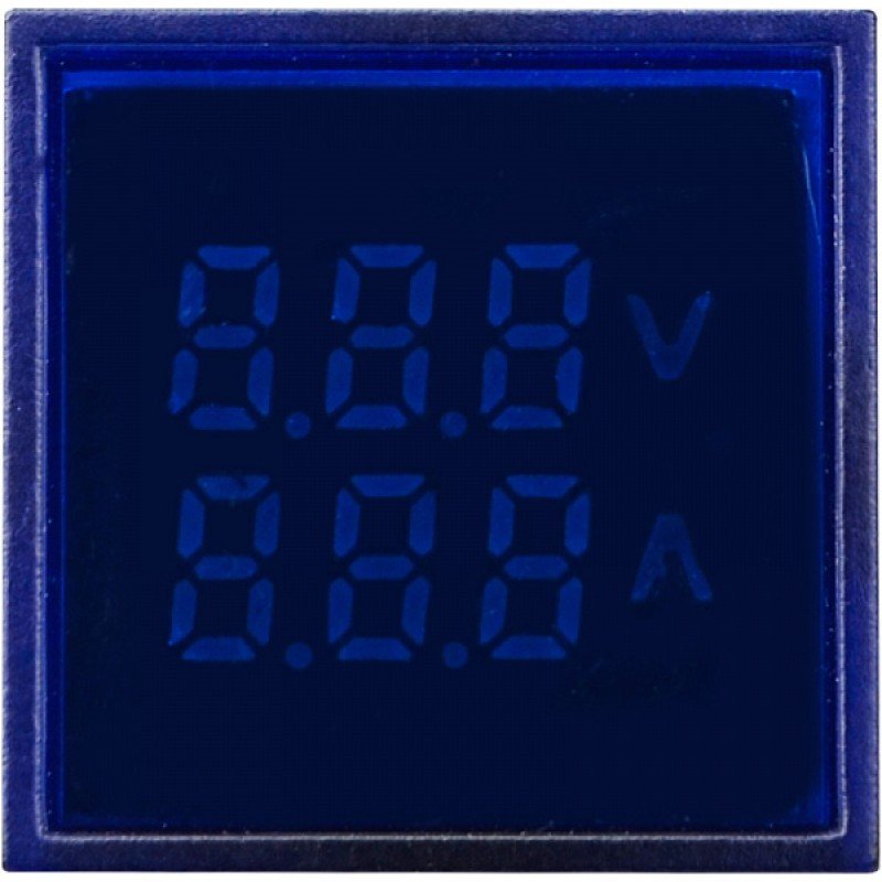 Квадратний цифровий вимірювач універсальний струму+напруги ED16-22 FVAD 0-100A, 50-500В (синій)