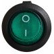 KCD1-5-101N GR/B 220V Перемикач 1 клав. круглий зелений з підсвічуванням