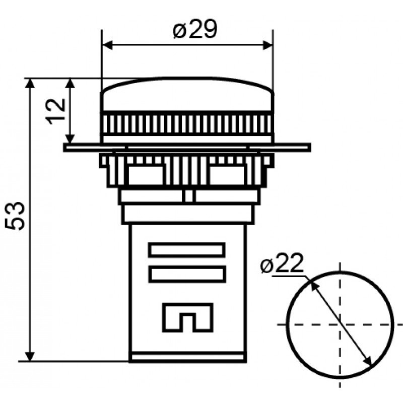 Сигнальна арматура AD22-22DS зелена 220V DC