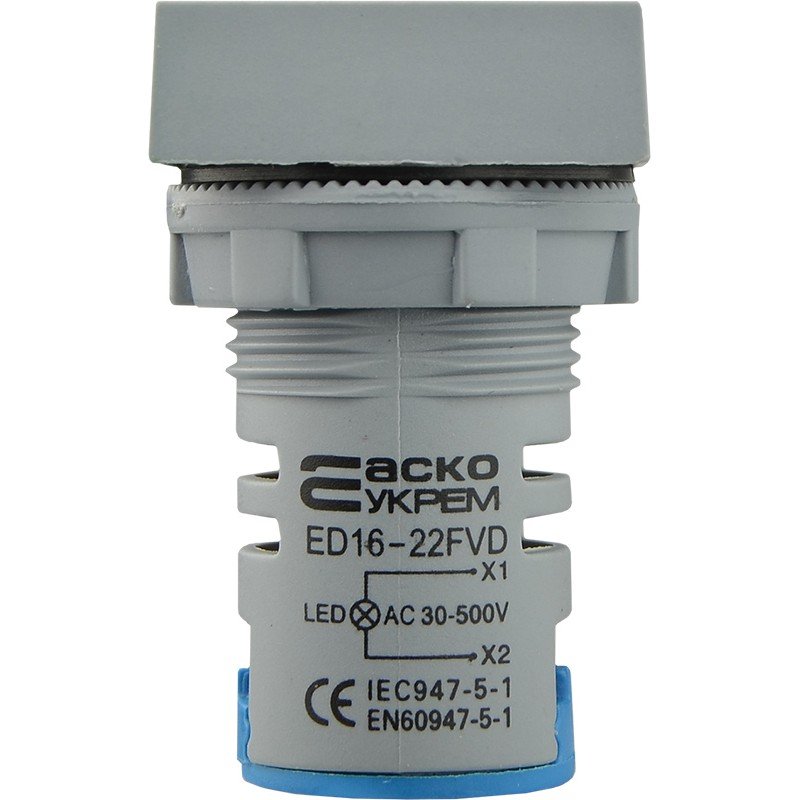 Квадратний цифровий вимірювач напруги ED16-22FVD 30-500В АС (синій)