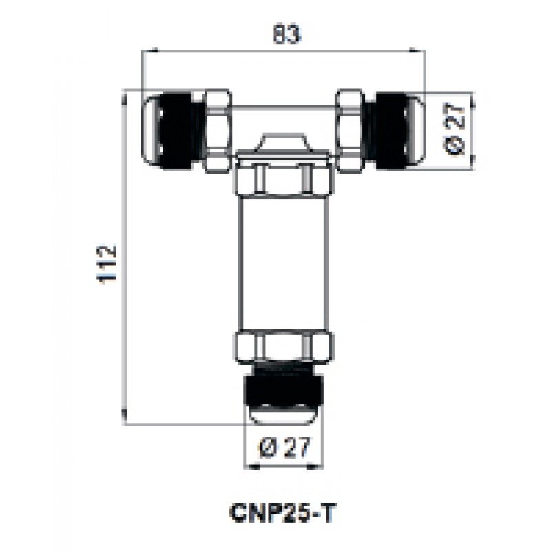 З'єднувач кабельний Т-подібний IP68 CNP 25-T