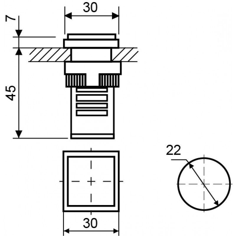 Сигнальна арматура AD22-22F зелена 220V АC
