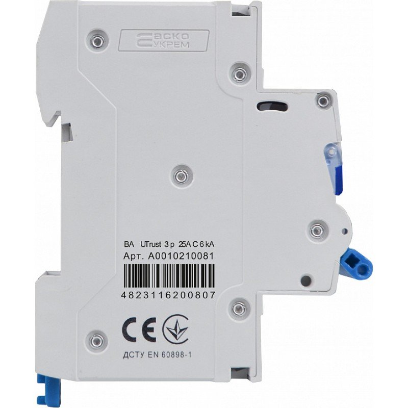 Модульний автоматичний вимикач UTrust 3р 25А С 6kА
