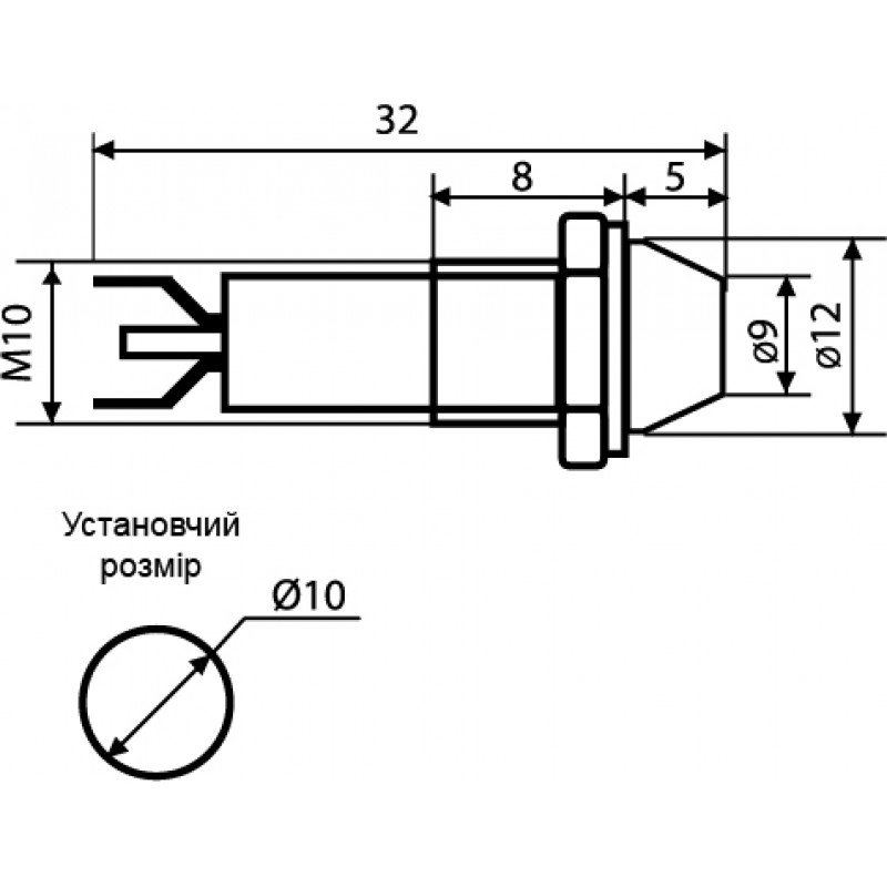 Сигнальна арматура AD22C-10 зелена 24V AC/DC