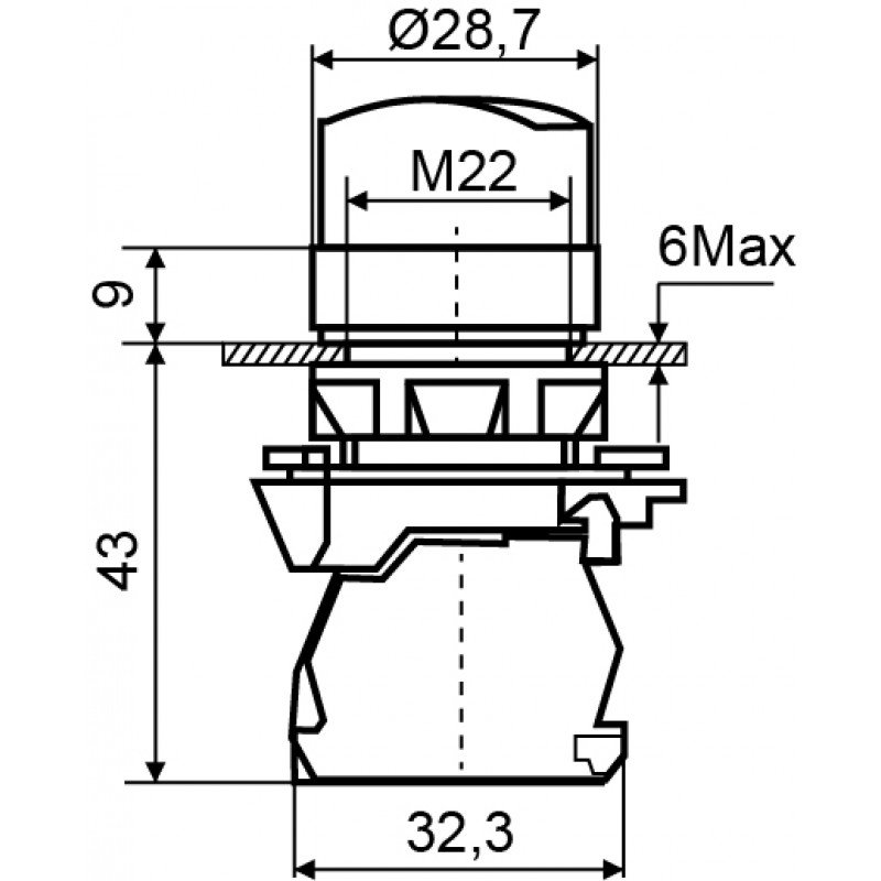 TB5-AK123M5 Кнопка зелена поворотна 2-поз. з підсвічуванням