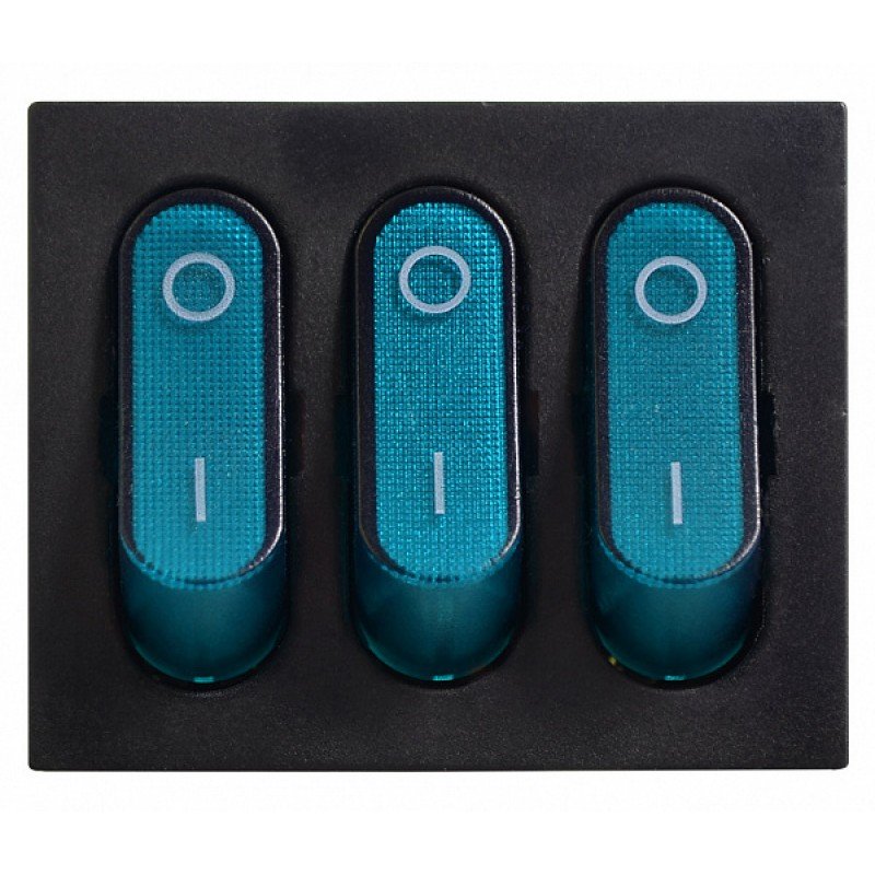 KCD2-3101N C3-BL/B 220V Перемикач 3 клав. синій з підсвічуванням