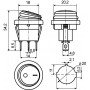 KCD1-8-101NW BL/B 220V Перемикач 1 клав.круглий вологозах. синій з підсвічуванням