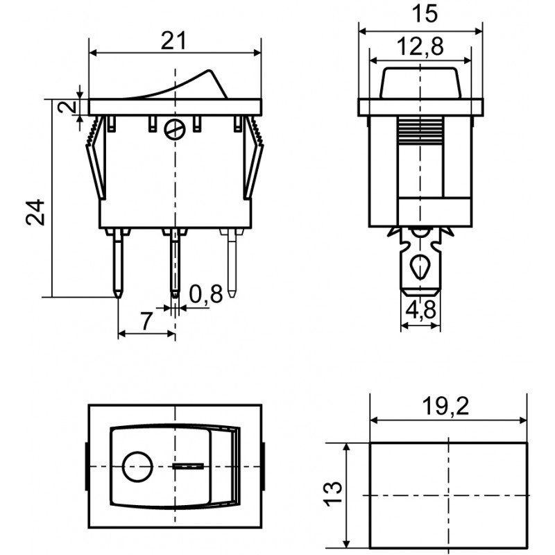 KCD1-2-101N YL/B 220V Перемикач 1 клав. жовтий з підсвічуванням