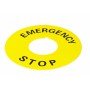 Табличка маркувальна EMERGENCY STOP жовта кругла для кнопок XB2