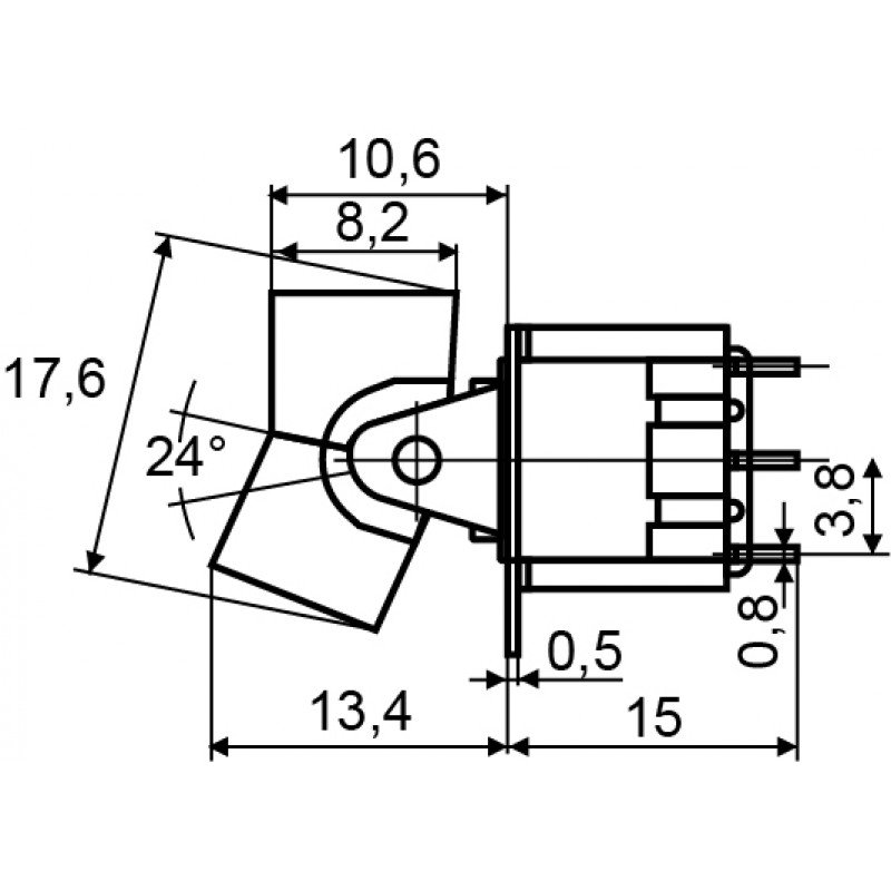 Тумблер клавішний RLS-103 ON-OFF-ON 3Пол. *3Конт.