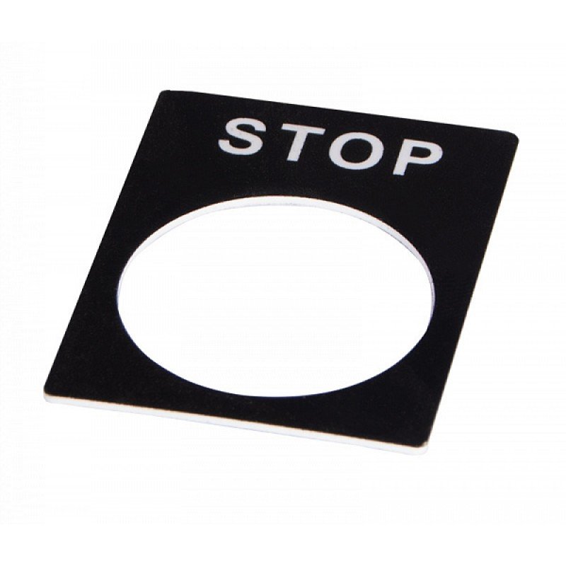 Табличка маркувальна STOP чорна для кнопок XB2