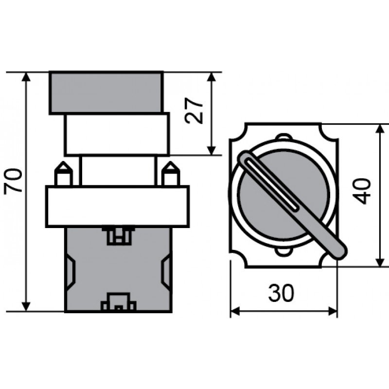 XB2-BD41 Кнопка поворотна 2-поз. з самоповерненням. Стандартна ручка