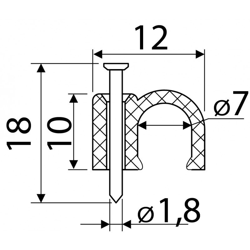 Скоба біла CHR-7 мм кругла (100 шт.)