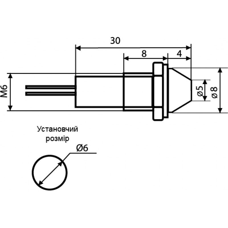 Сигнальна арматура AD22C-6 жовта 220V AC