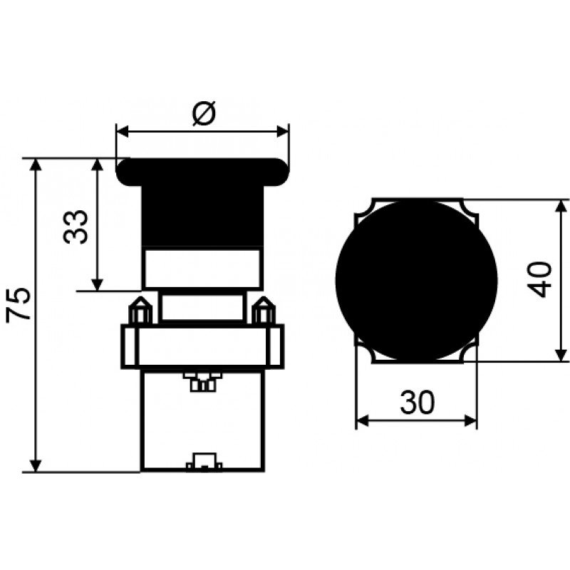 XB2-BS442 Кнопка безпеки.Повернення поворотом. d30mm