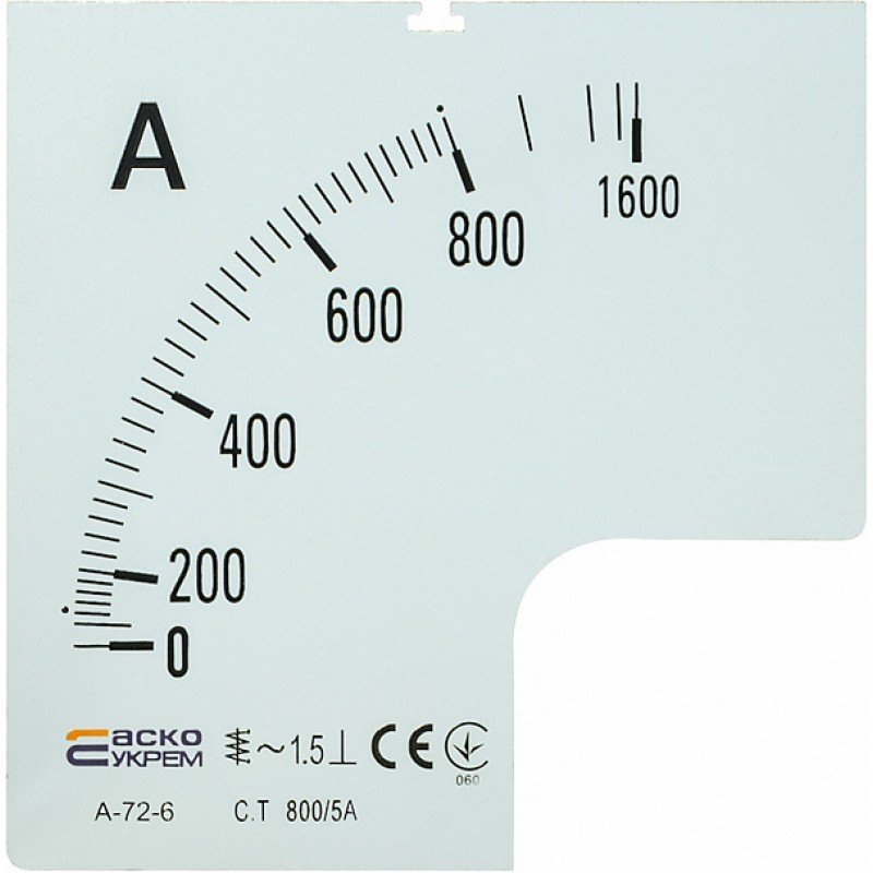 Шкала 800/5А до амперметра А-72-6