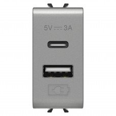 Розетка 2хUSB Chorusmart A+C TYPE 5V 3A 1M титан GEWISS