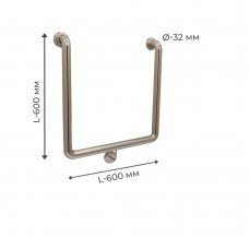 Поручень для людей с инвалидностью (МГН) настенный INVO П-образный, размер 600х600 мм, D трубы - 32 м