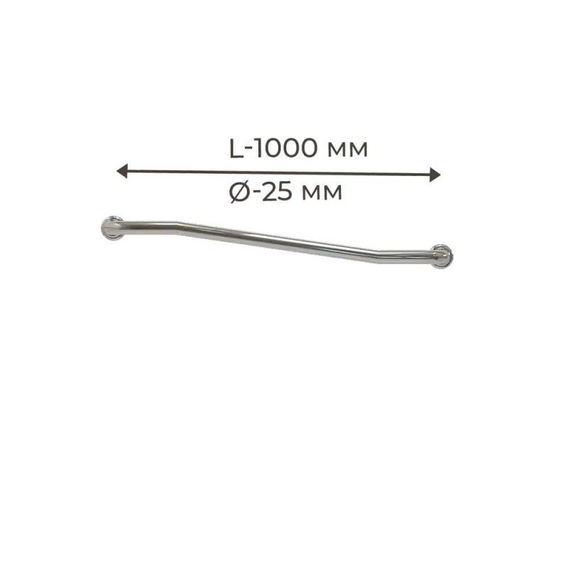 Поручень для людей с инвалидностью (МГН) на стену в ванную INVO, ломаный, размер 1000 мм, D трубы - 25 мм