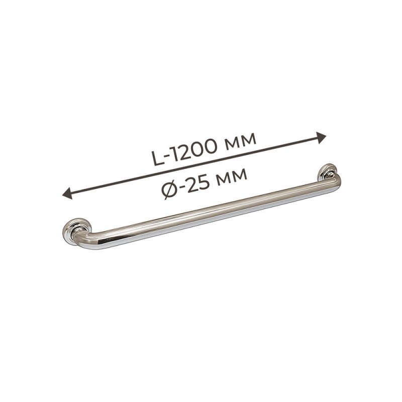 Поручень для людей с инвалидностью (МГН) прямой настенный INVO из нержавеющей стали, L- 1200 мм, D трубы - 25