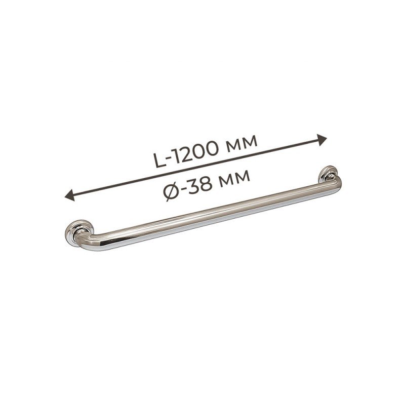 Поручень для людей с инвалидностью (МГН) прямой настенный INVO из нержавеющей стали, L- 1200 мм, D трубы - 38