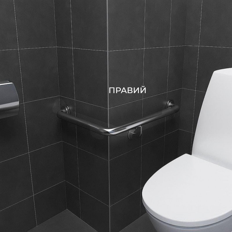 Поручень для людей с инвалидностью (МГН) настенный INVO для внешнего угла правый и левый, размер 600х400 мм, D