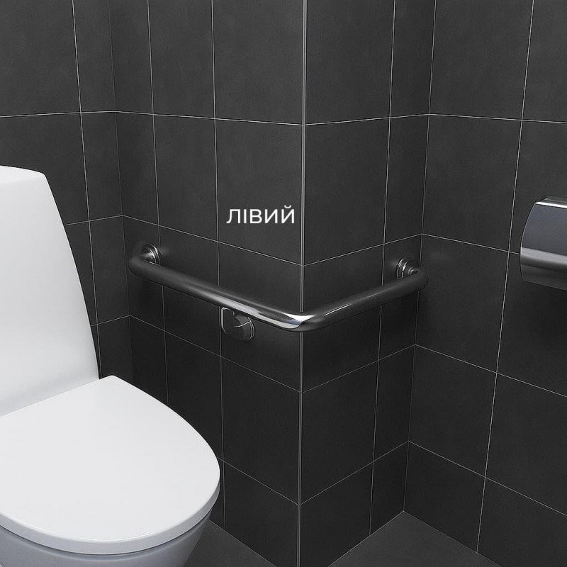 Поручень для людей с инвалидностью (МГН) настенный INVO для внешнего угла правый и левый, размер 600х400 мм, D