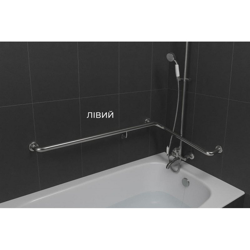 Поручень для людей с инвалидностью (МГН) настенный INVO для внутреннего угла правый и левый, размер 620х920 мм