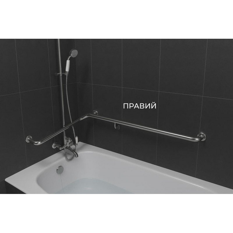 Поручень для людей с инвалидностью (МГН) настенный INVO для внутреннего угла правый и левый, размер 620х920 мм