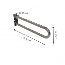 Поручень для людей з інвалідністю (МГН) подвійний INVO відкидний з кріпленням на стіну, розмір 800х220 мм, D т