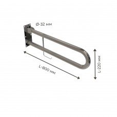 Поручень для людей с инвалидностью (МГН) двойной INVO откидной с креплением на стену с бумагодержателем