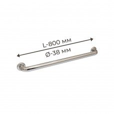 Поручень для людей с инвалидностью (МГН) прямой настенный INVO из нержавеющей стали, L- 800 мм, D трубы - 38 м