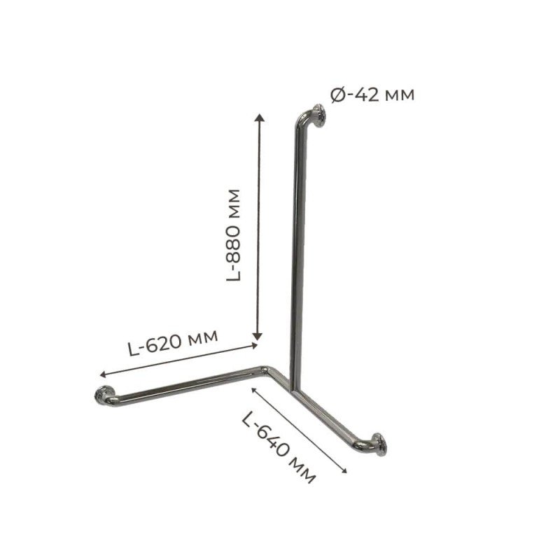 Поручень для людей с инвалидностью (МГН) для ванны трехопорный INVO, левый и правый