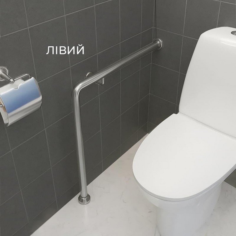 Поручень для людей с инвалидностью (МГН) напольный INVO Г-образный с креплением в стену правый и левый