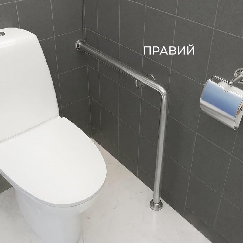 Поручень для людей с инвалидностью (МГН) напольный INVO Г-образный с креплением в стену правый и левый