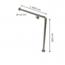 Поручень для людей с инвалидностью (МГН) напольный INVO Г-образный с креплением в стену правый и левый