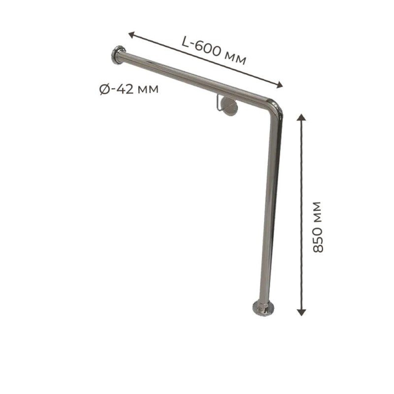 Поручень для людей с инвалидностью (МГН) напольный INVO Г-образный с креплением в стену правый и левый