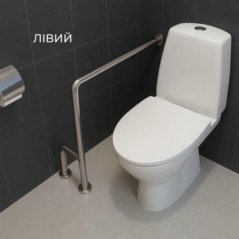 Поручень для людей с инвалидностью (МГН) напольно-настенный INVO Г-образный правый и левый