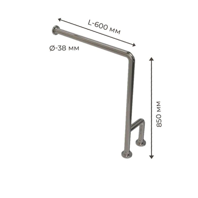 Поручень для людей с инвалидностью (МГН) напольно-настенный INVO Г-образный правый и левый