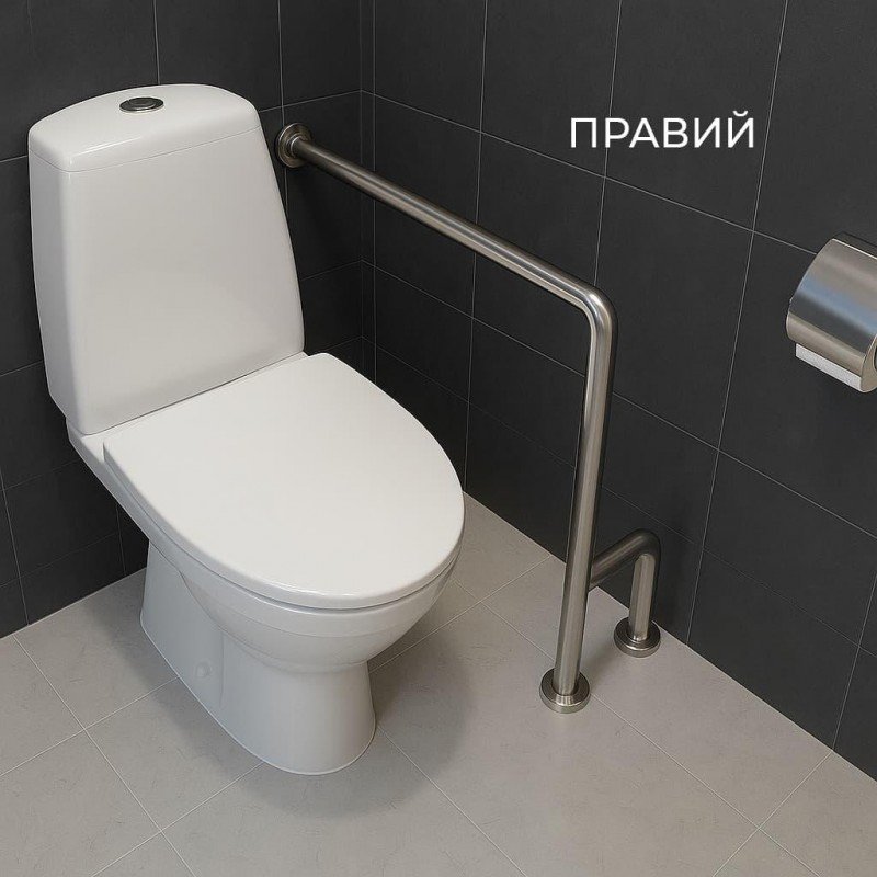 Поручень для людей с инвалидностью (МГН) напольно-настенный INVO Г-образный правый и левый