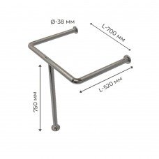 Поручень для людей с инвалидностью (МГН) для раковины напольно-настенный INVO из нержавеющей стали