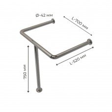 Поручень для людей с инвалидностью (МГН) для раковины напольно-настенный INVO из нержавеющей стали