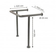 Поручень для людей с инвалидностью (МГН) в туалет для раковины напольно-настенный INVO две опоры