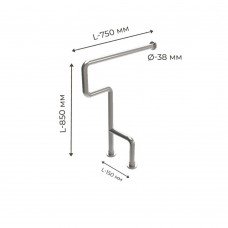 Поручень для людей с инвалидностью (МГН) правый и левый напольный INVO для туалета с 2 опорами