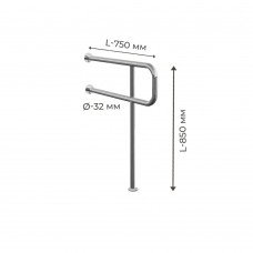 Поручень для людей с инвалидностью (МГН) правый и левый напольный INVO для туалета с 2 опорами
