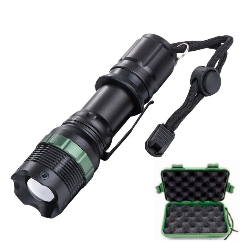 LED ліхтарик VL677 алюмінієвий 111199 1LED, zoom, 18650х1шт / АААх3шт, зарядний пристрій, розмір 130х32mm, в коробці