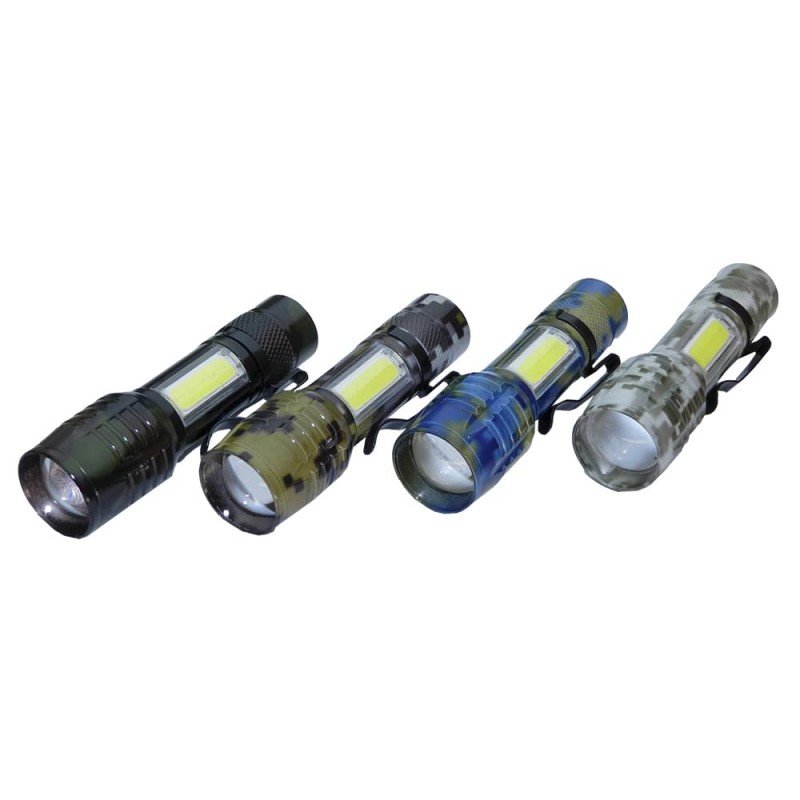 LED ліхтарик VL677 алюмінієвий 111199 1LED, zoom, 18650х1шт / АААх3шт, зарядний пристрій, розмір 130х32mm, в коробці