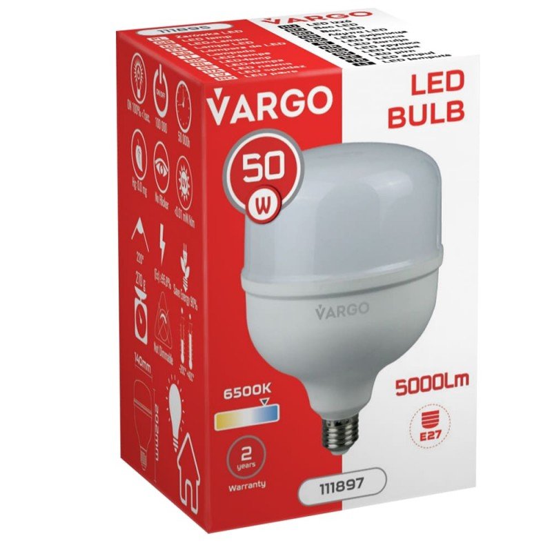 LED лампа VARGO 50W E27 6500K 138*206мм 220V (V-111897)